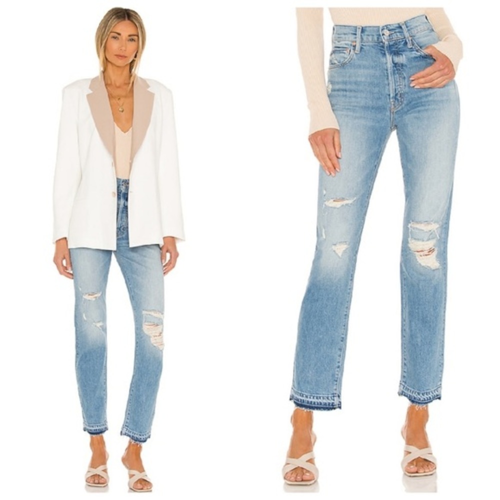 🆕MOTHER High Waisted Hiker Hover Undone Denim On My Knees Jeans